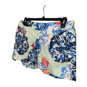 J. Crew Mint Green Blue Chino Floral Shorts‎ Size 6 Cotton Elastane